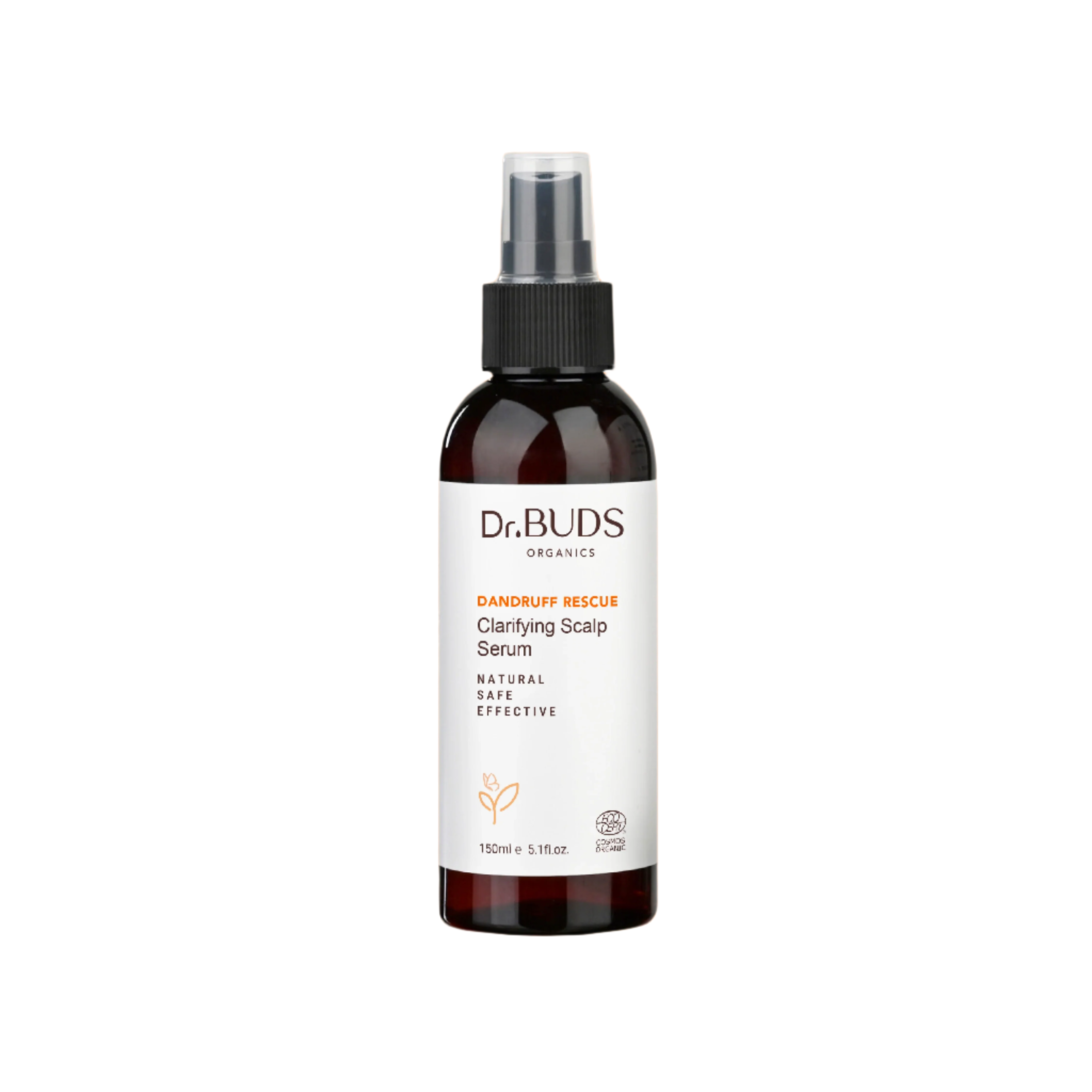 Bottle of Dandruff Rescue Clarifying Scalp Serum by D.Buds Grown in Malaysia with organic ingredients.