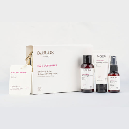 Dr. Buds hair care product set including shampoo, conditioner, and serum 